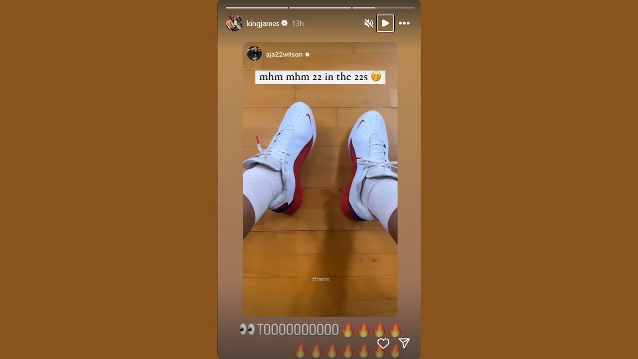 LeBron James reacts to A'ja Wilson rocking the 4x NBA champion's ...