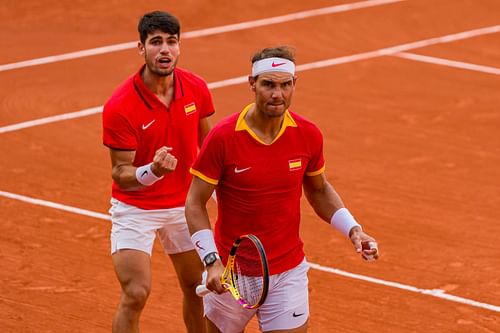 Carlos Alcaraz and Rafael Nadal at the Olympic Games Paris 2024. (image via Getty).