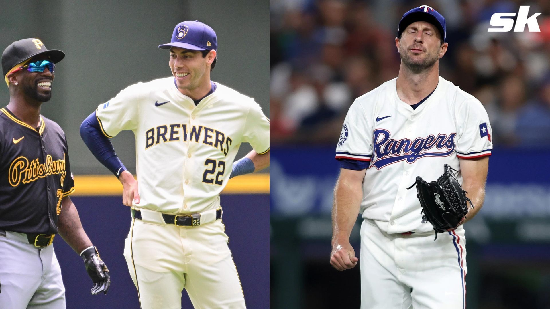 The Brewers and Rangers have provided injury updates on stars Christian Yelich and Max Scherzer (Photo Source: IMAGN)