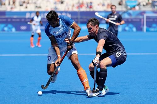 India in action against Argentina at the Olympic Games Paris 2024- Source: Getty