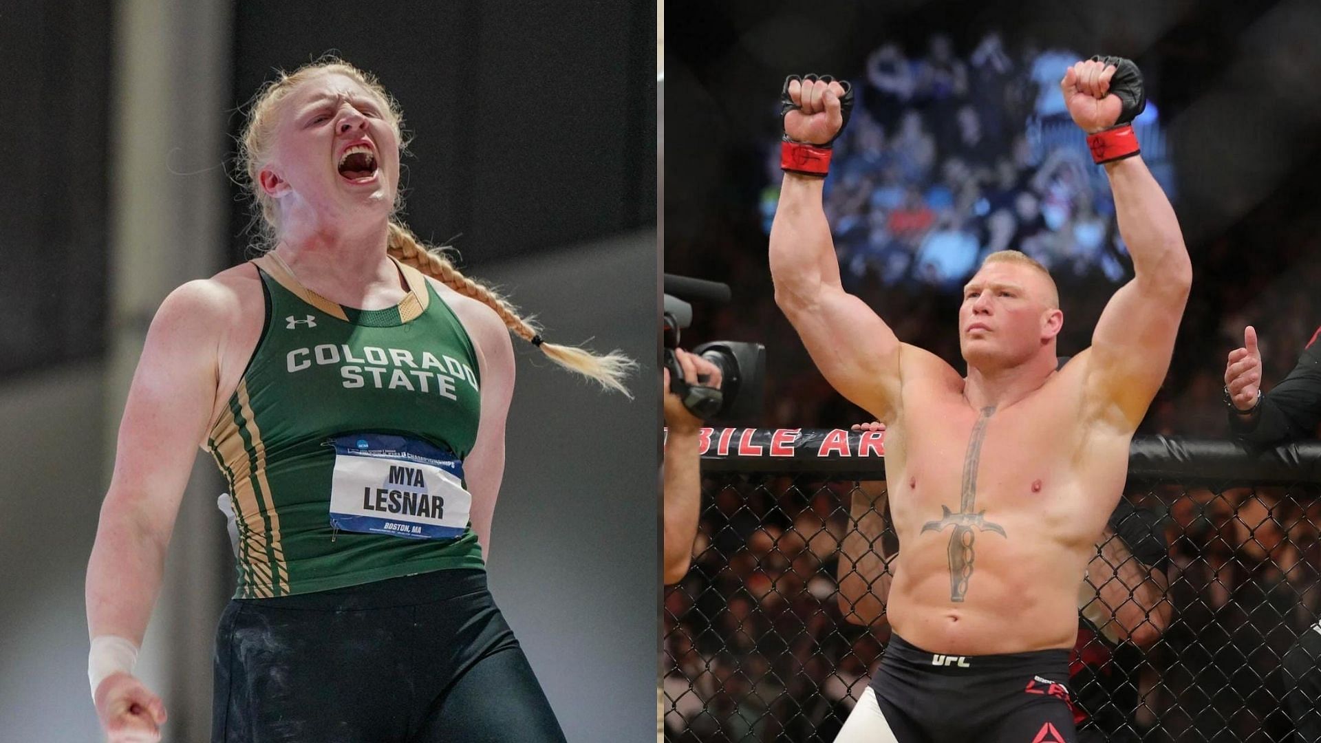 Mya Lesnar (L) and her father Brock Lesnar (R)