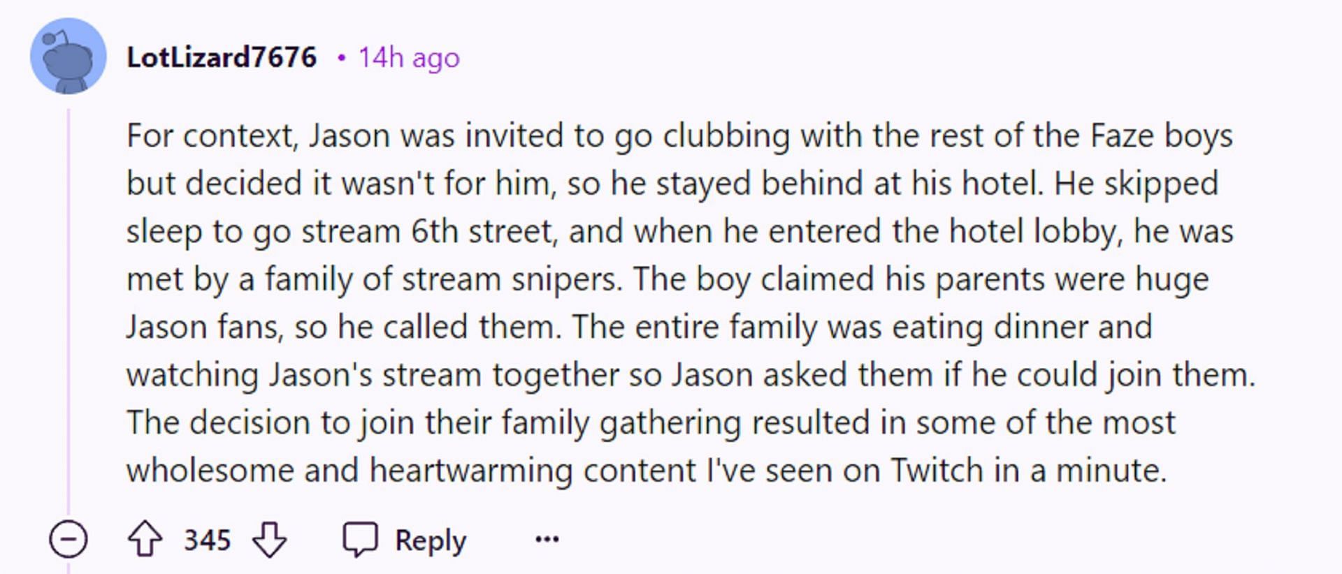 LSF members react to the &quot;wholesome&quot; moment in Jason&#039;s stream (Image via r/LivestreamFail)