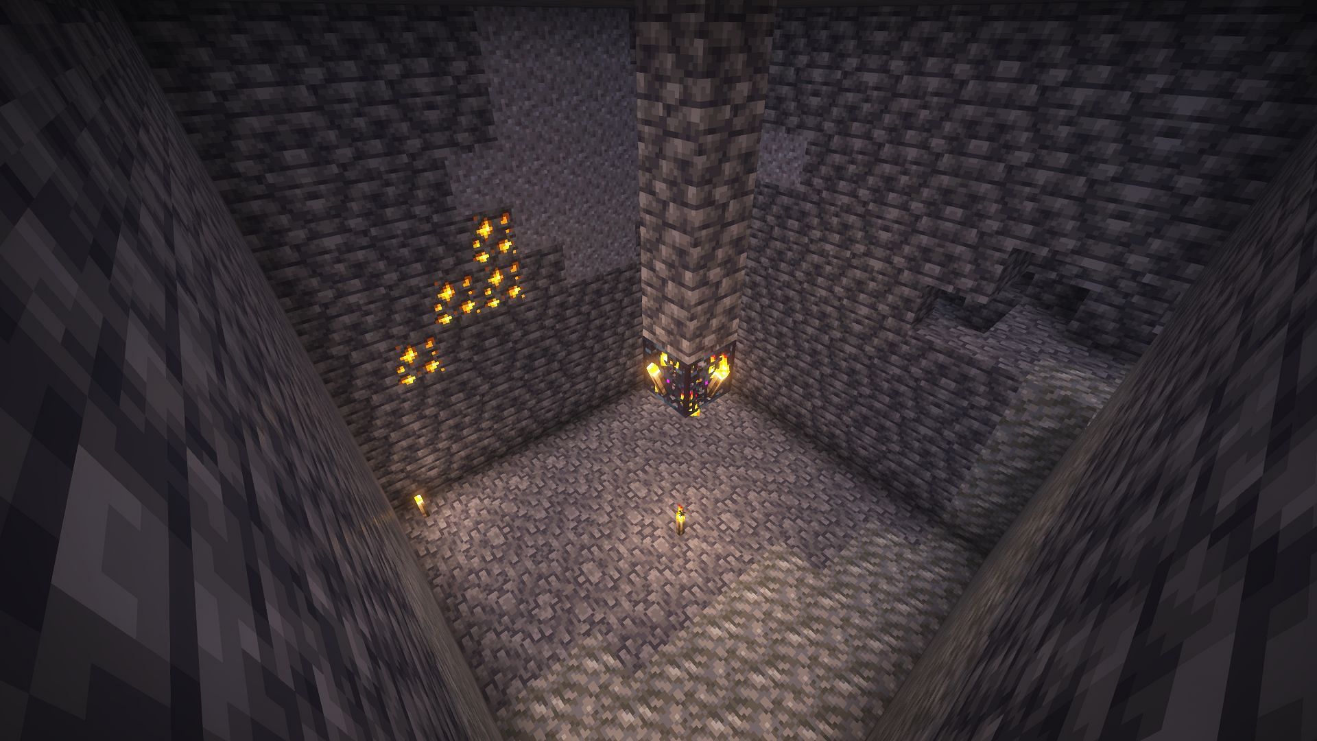 The area around the Minecraft spawner cleared out (Image via Mojang)