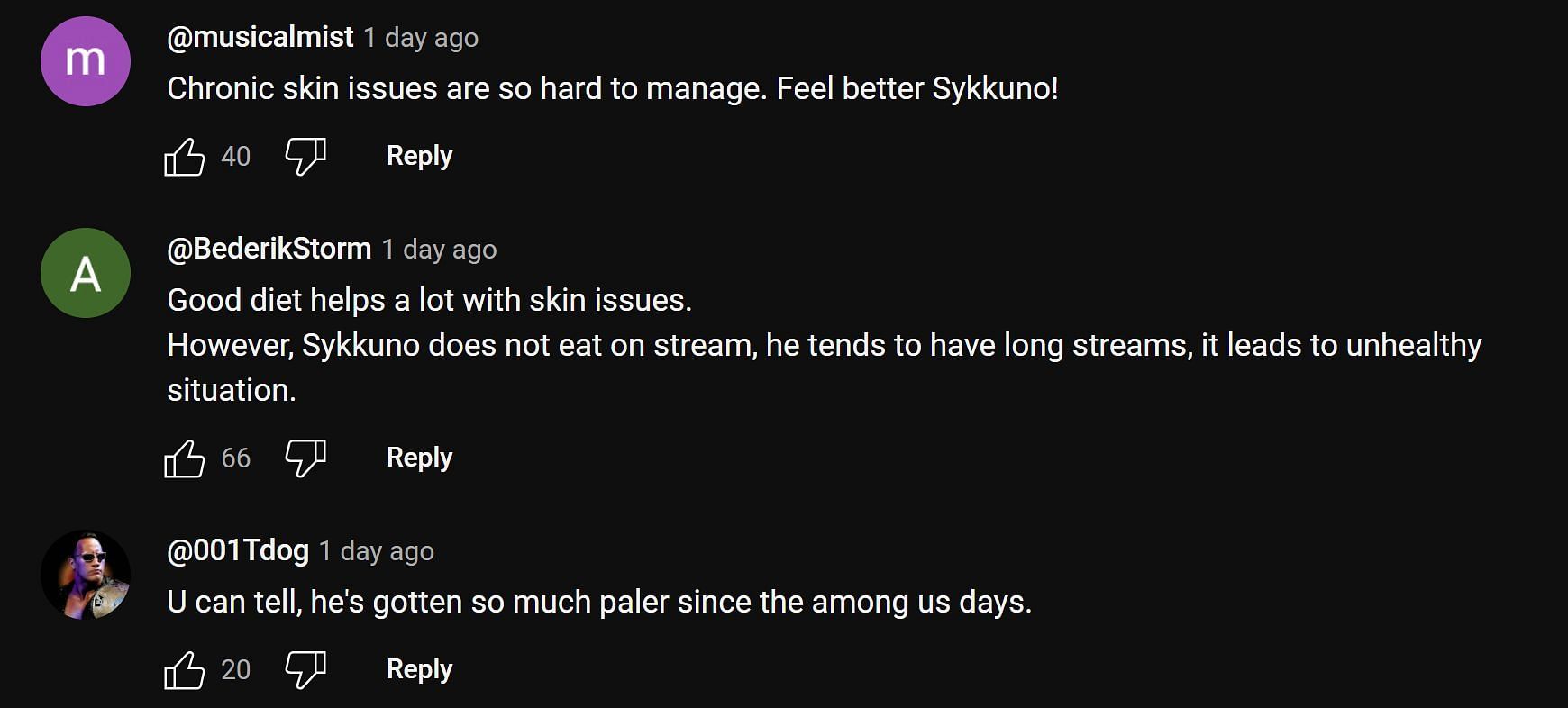 Fans in the YouTube comments section share their thoughts on the streamer&#039;s health condition (Image via Daily Sprout Clips/YouTube)