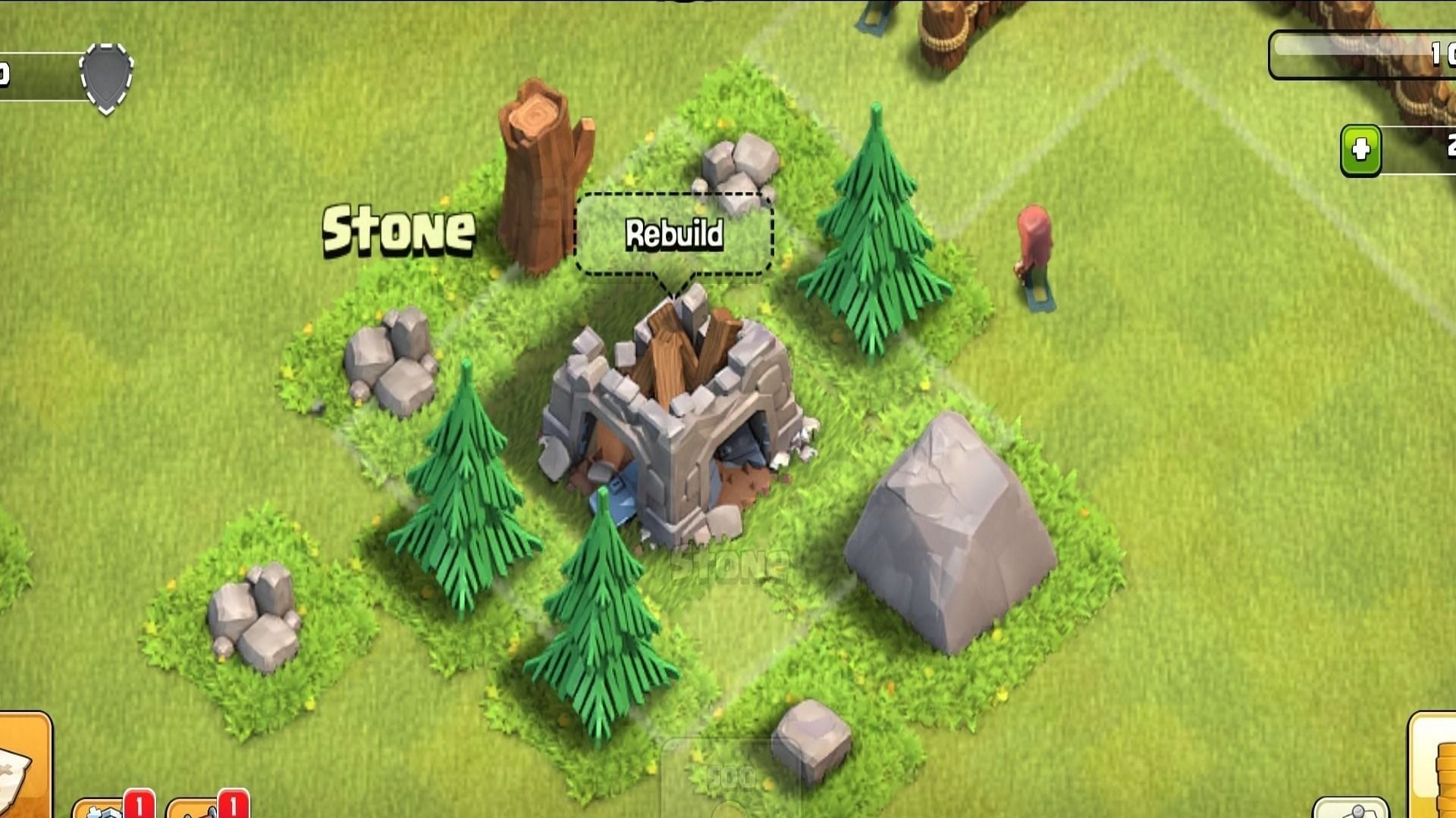 Clan Castle can be found at the bottom left corner of the map (Image via Supercell)