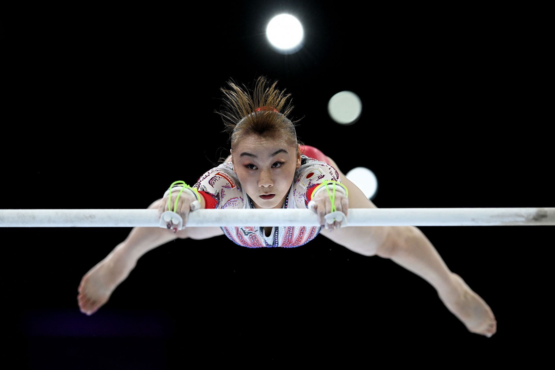 Shoko Miyata in action at the 2023 Artistic Gymnastics World Championships in Antwerp, Belgium.