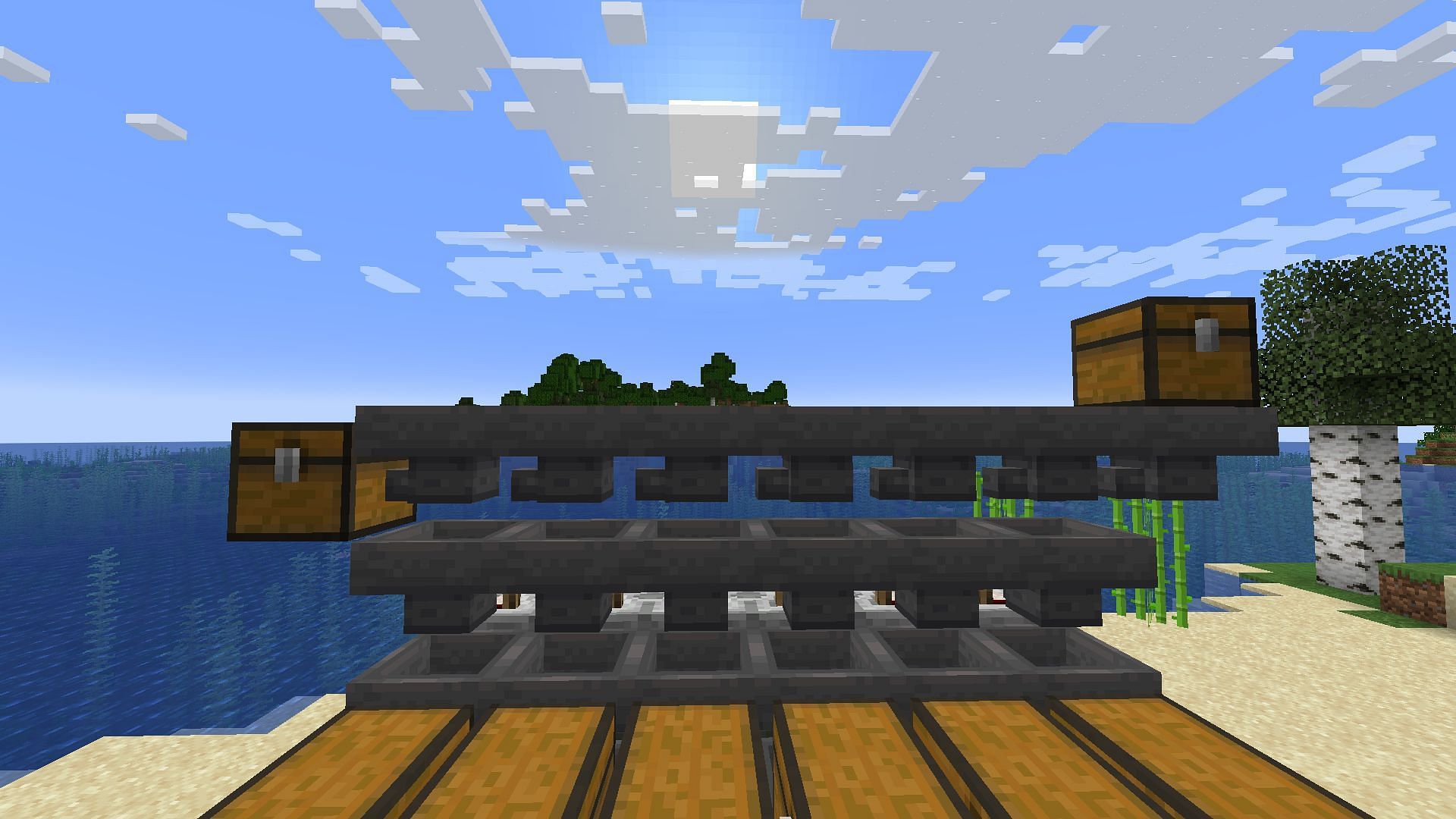 The input (top-right) and output (top-left) chests (Image via Mojang)