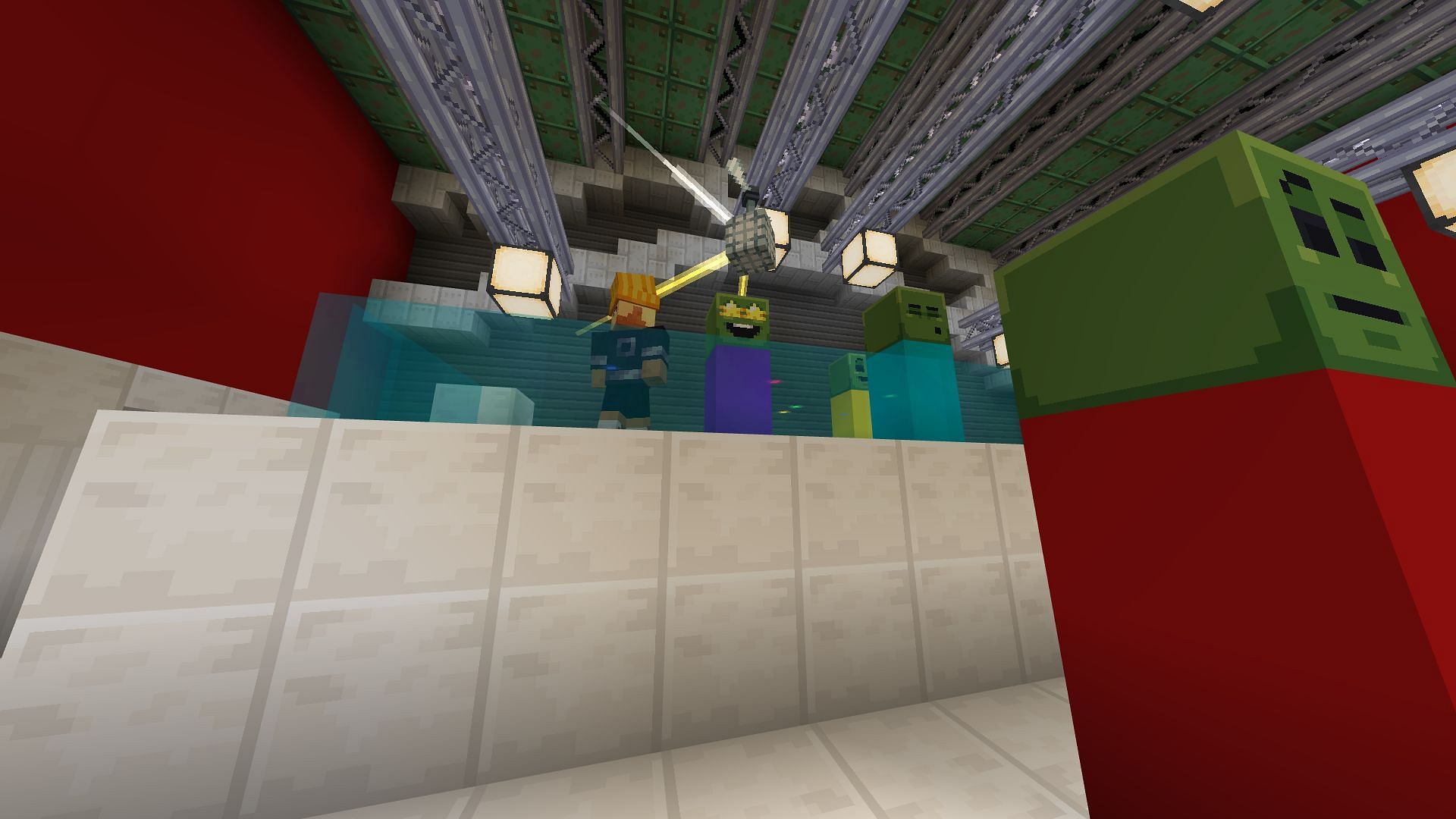 Search for the starry-eyed spectator and use the disco ball on it to complete this puzzle (Image via Mojang)