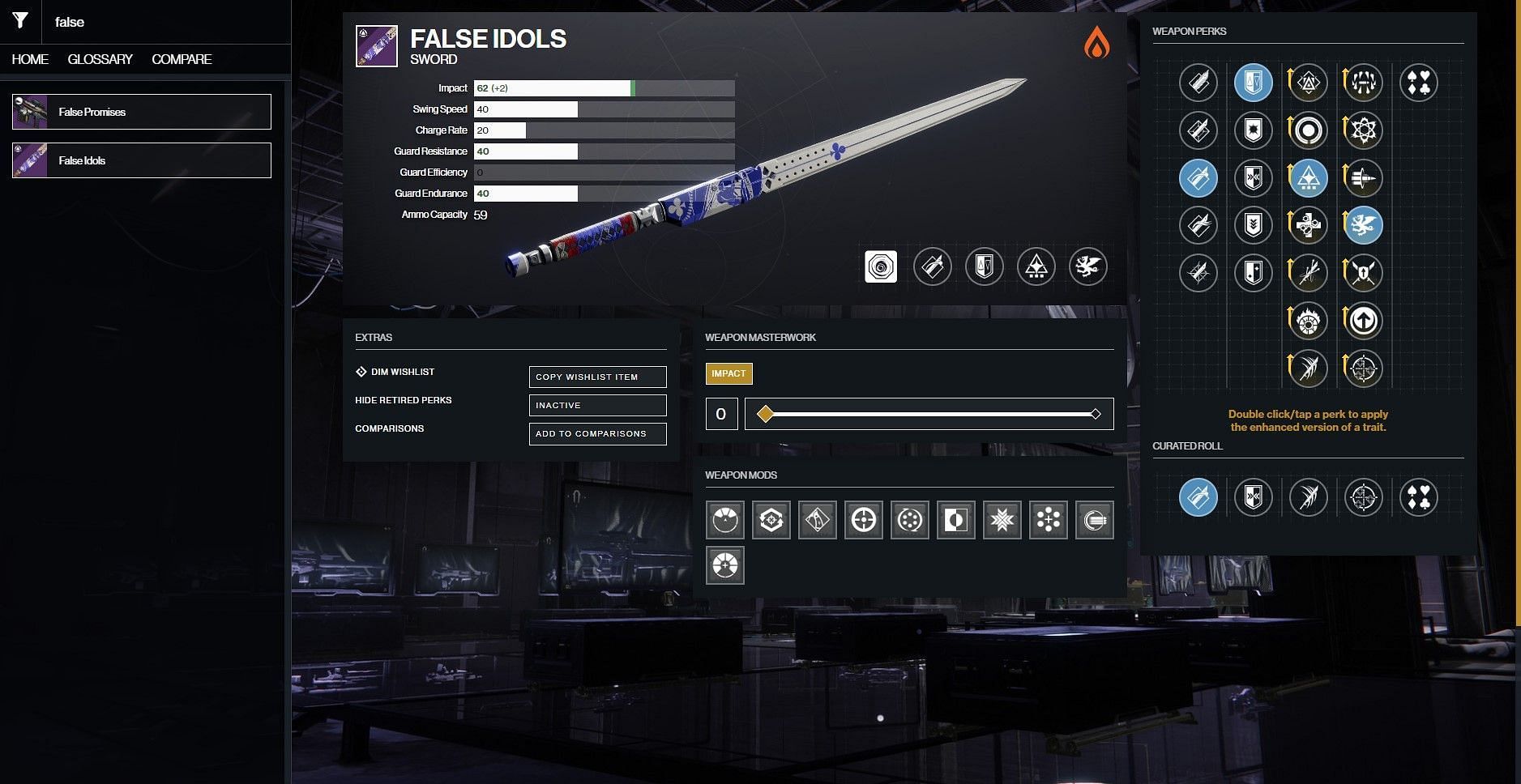 False Idols PvP god roll (Image via Bungie/D2Gunsmith)