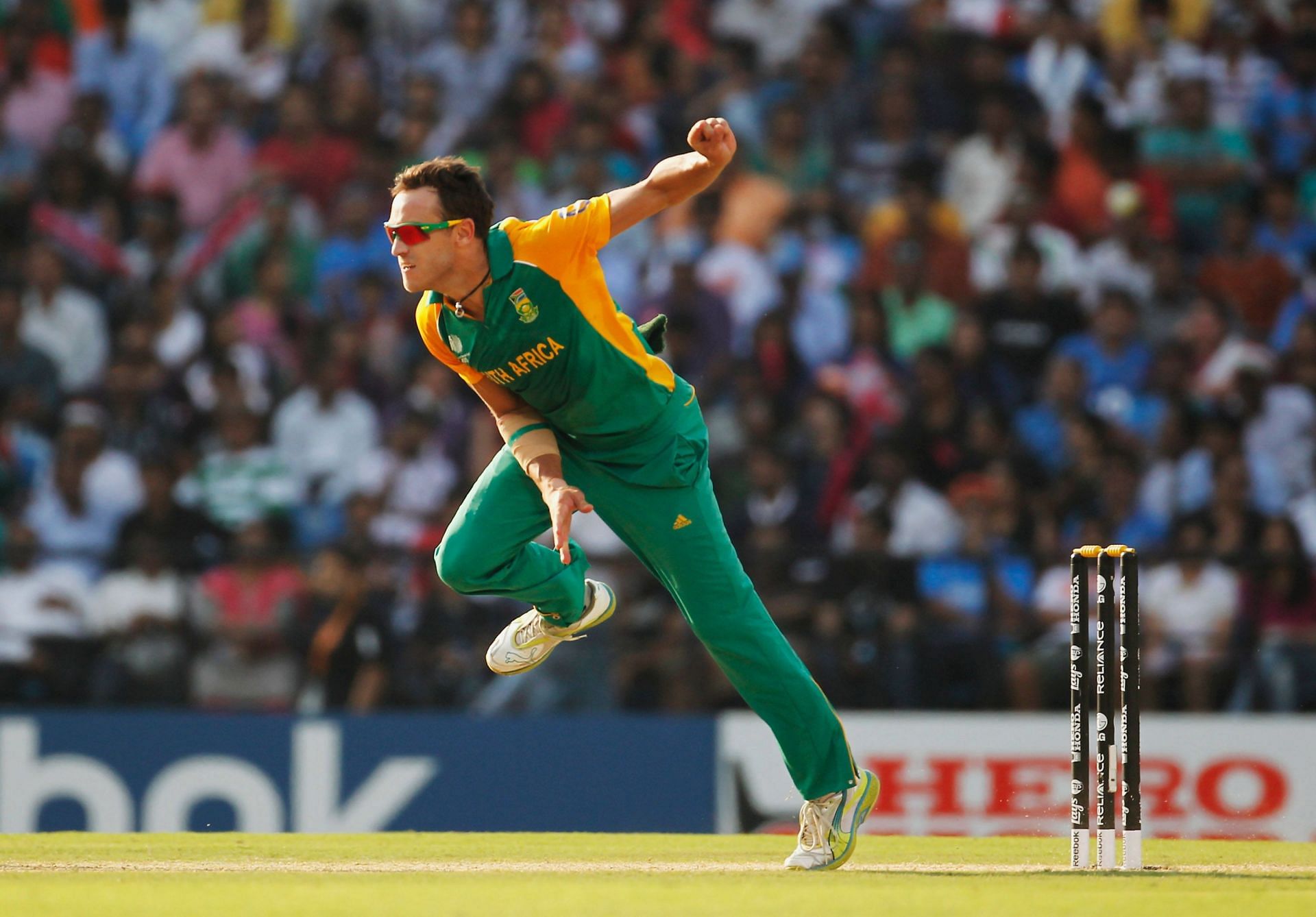 Faf du Plessis bowling during the 2011 World Cup (Image Credits: Getty Images