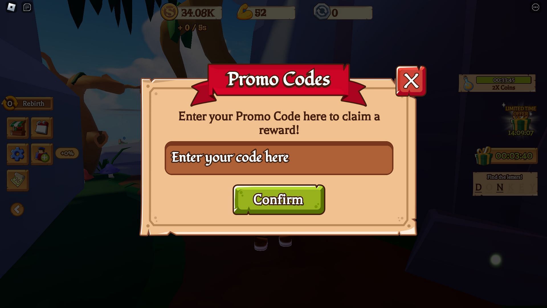 Code interface in Shrek Swamp Tycoon (Image via Roblox)