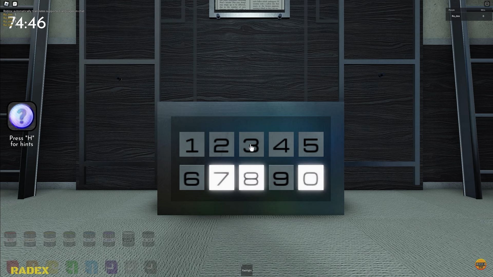 Solving the Newspaper room puzzle (Image via Roblox || Radex Tips on YouTube)