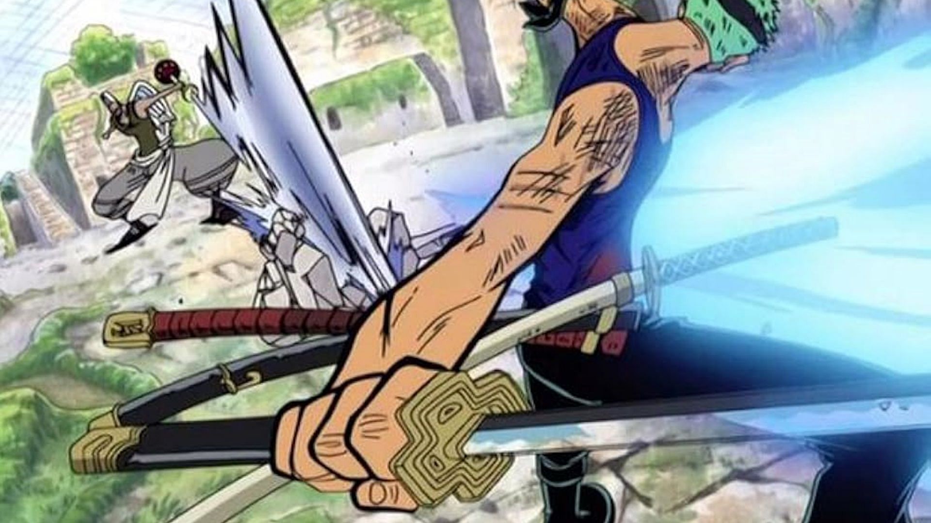 Zoro wielding Yubashiri in One Piece (Image via Toei Animation)