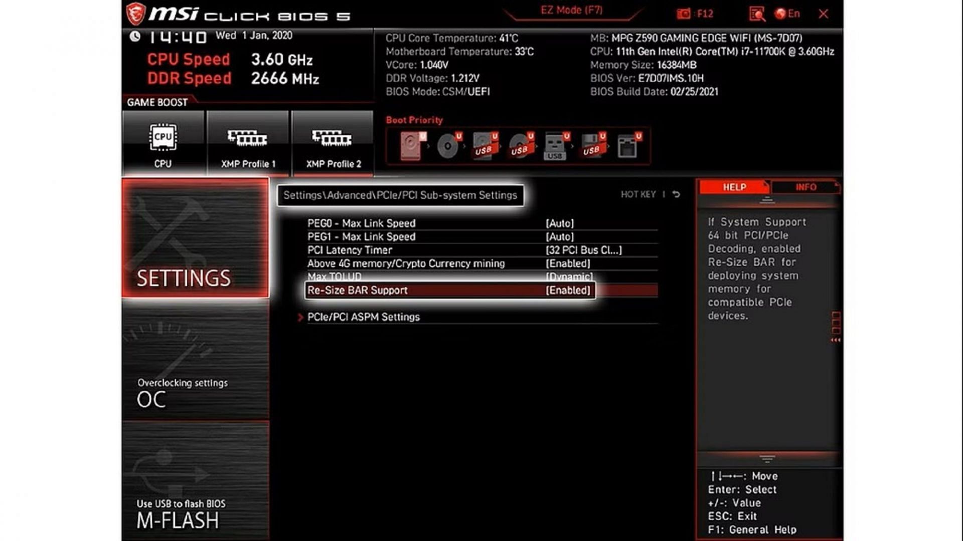 ReBAR settings in MSI BIOS page (Image via MSI)