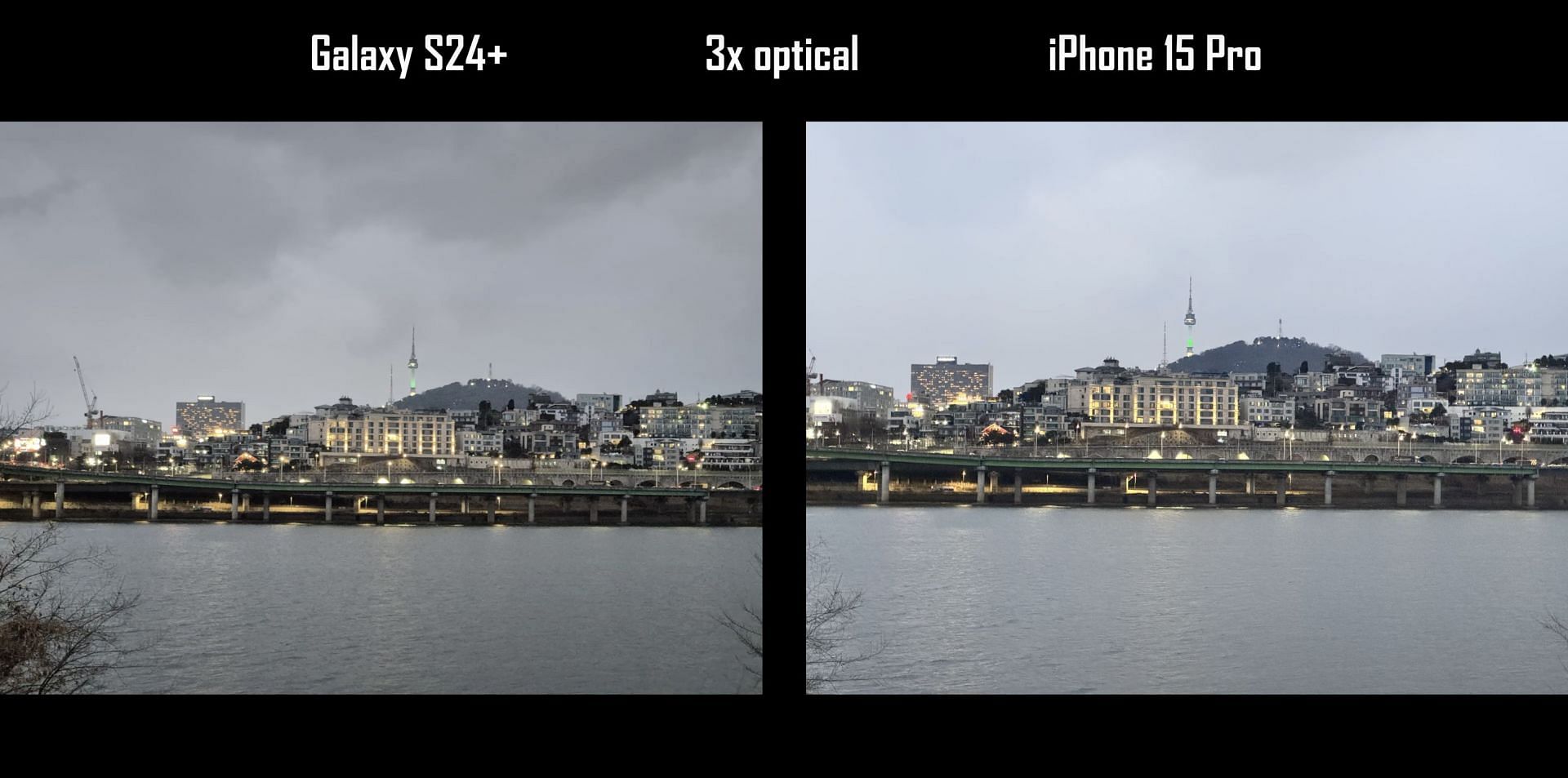 Samsung Galaxy S24 Plus vs iPhone 15 Pro: Both smartphones support 3X optical zoom (Image via Ho Young Won/YouTube)