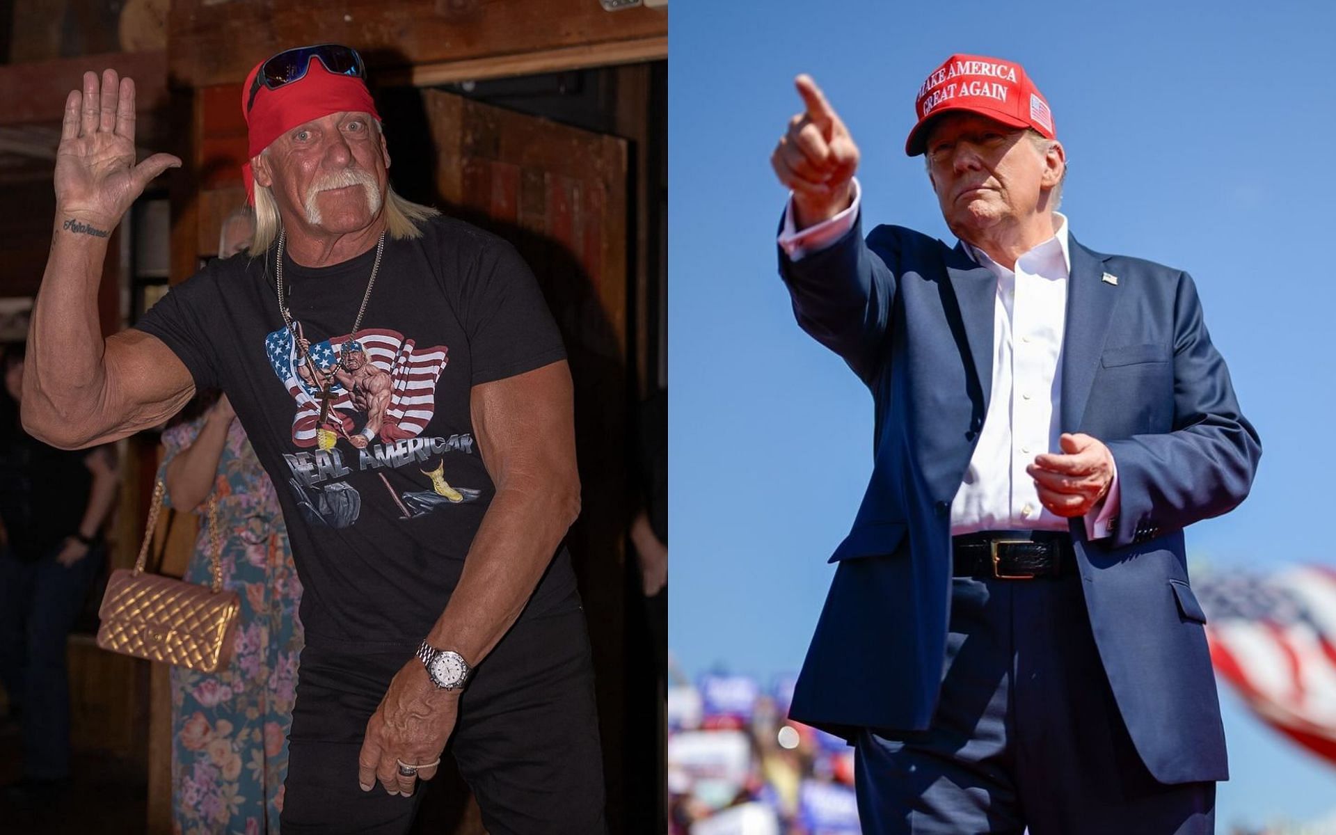 Hulk Hogan (left) delivers a fiery speech for Donald Trump (right) at the Republican National Convention. [Images courtesy @hulkhogan and @therealdonaldtrump on Instagram] 