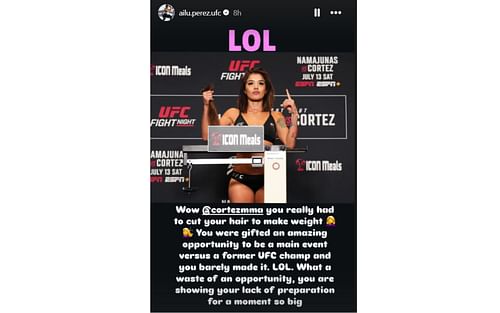 Screenshots courtesy @ailu.perez.ufc on Instagram