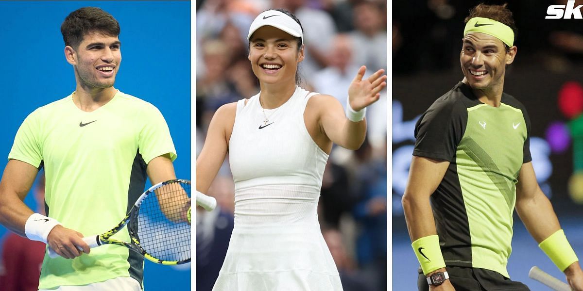 Carlos Alcaraz (L), Emma Raducanu (middle) and Rafael Nadal (R) (Source: Getty)