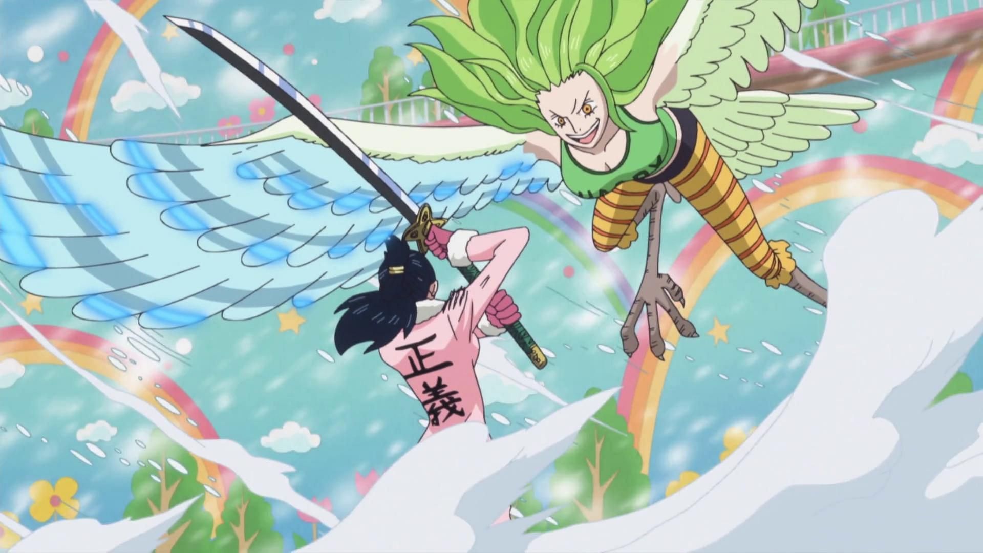 Tashigi wielding Shigure in One Piece (Image via Toei Animation)