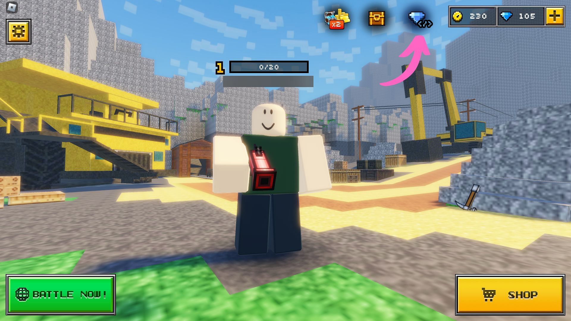 How to redeem codes for Bloxel Gun (Image via Roblox and Sportskeeda)