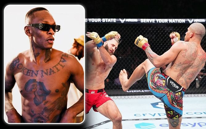 Watch Israel Adesanya's live reaction to Alex Pereira knocking Jiri Prochazka out at UFC 303: "Damn, that's bad"