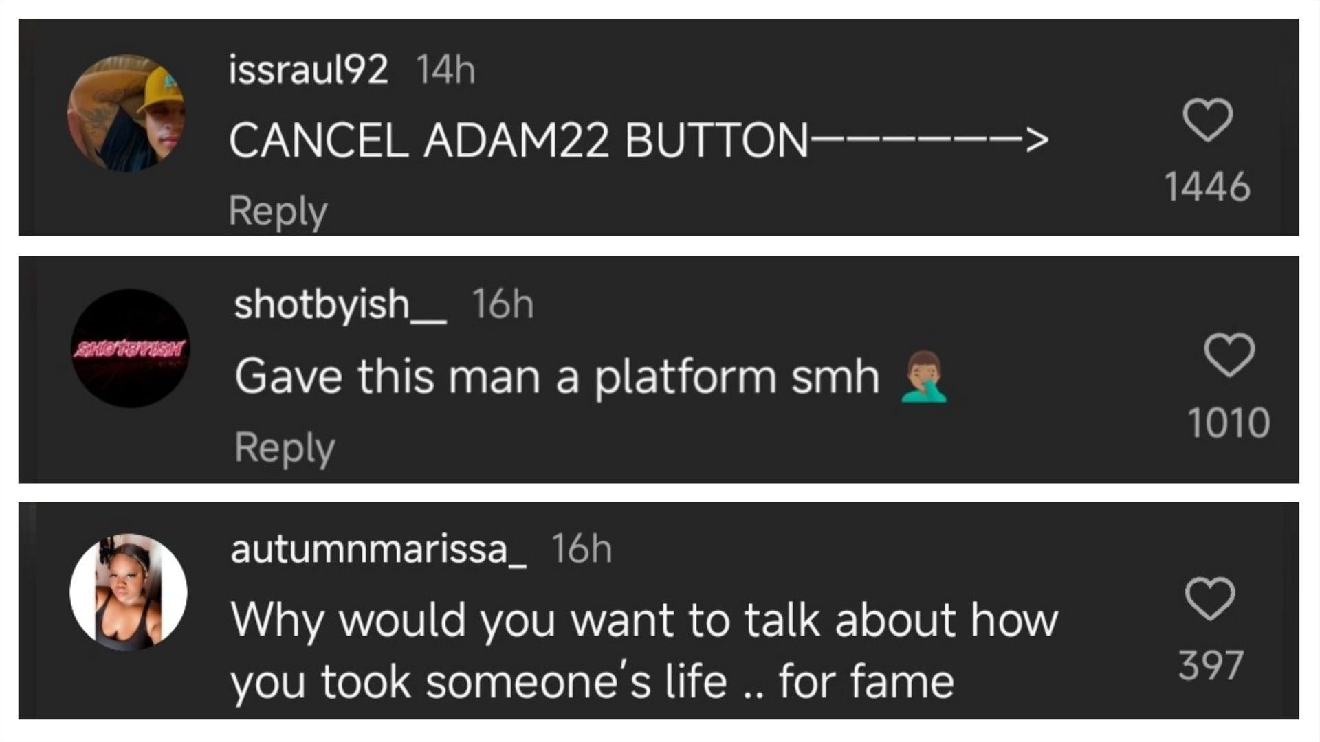 Fan reactions to Adam22&#039;s interview with Blockstar, (Image via @nojumper/Instagram)