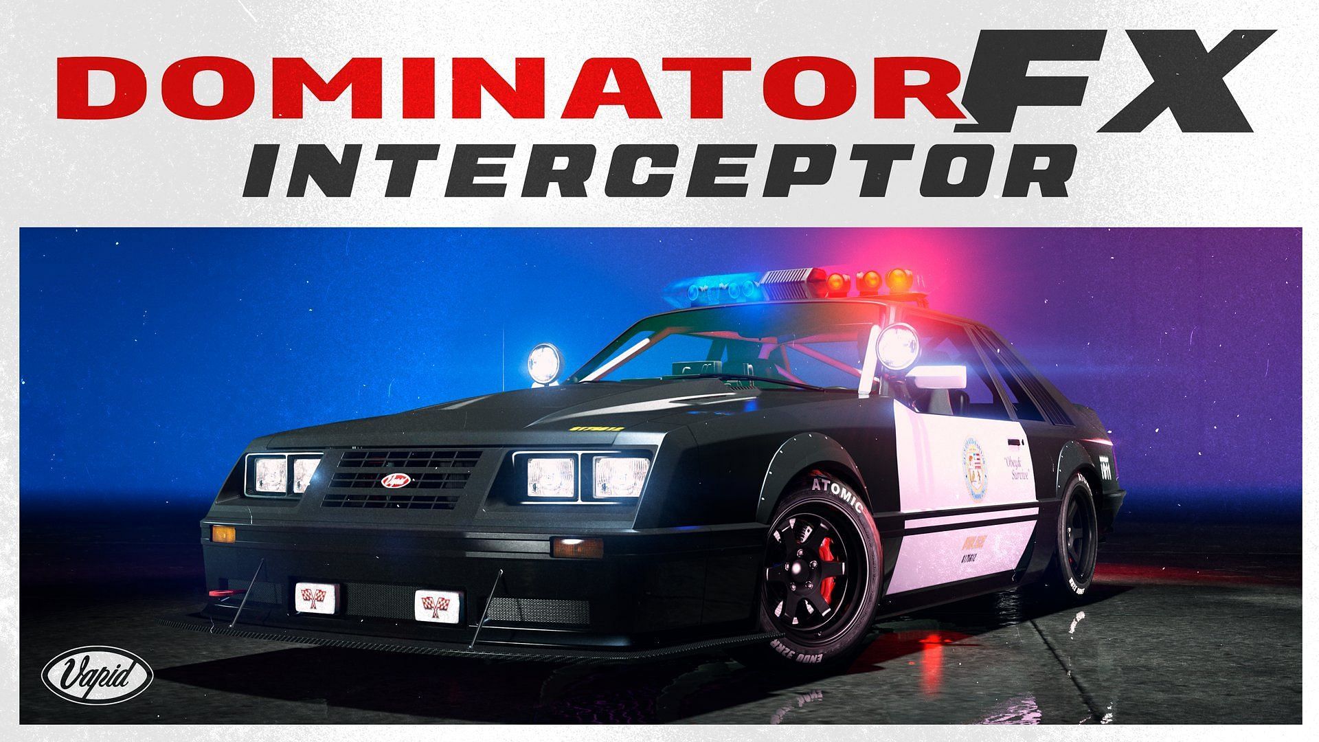 A promotional picture of Vapid Dominator FX Interceptor (Image via Rockstar Games)