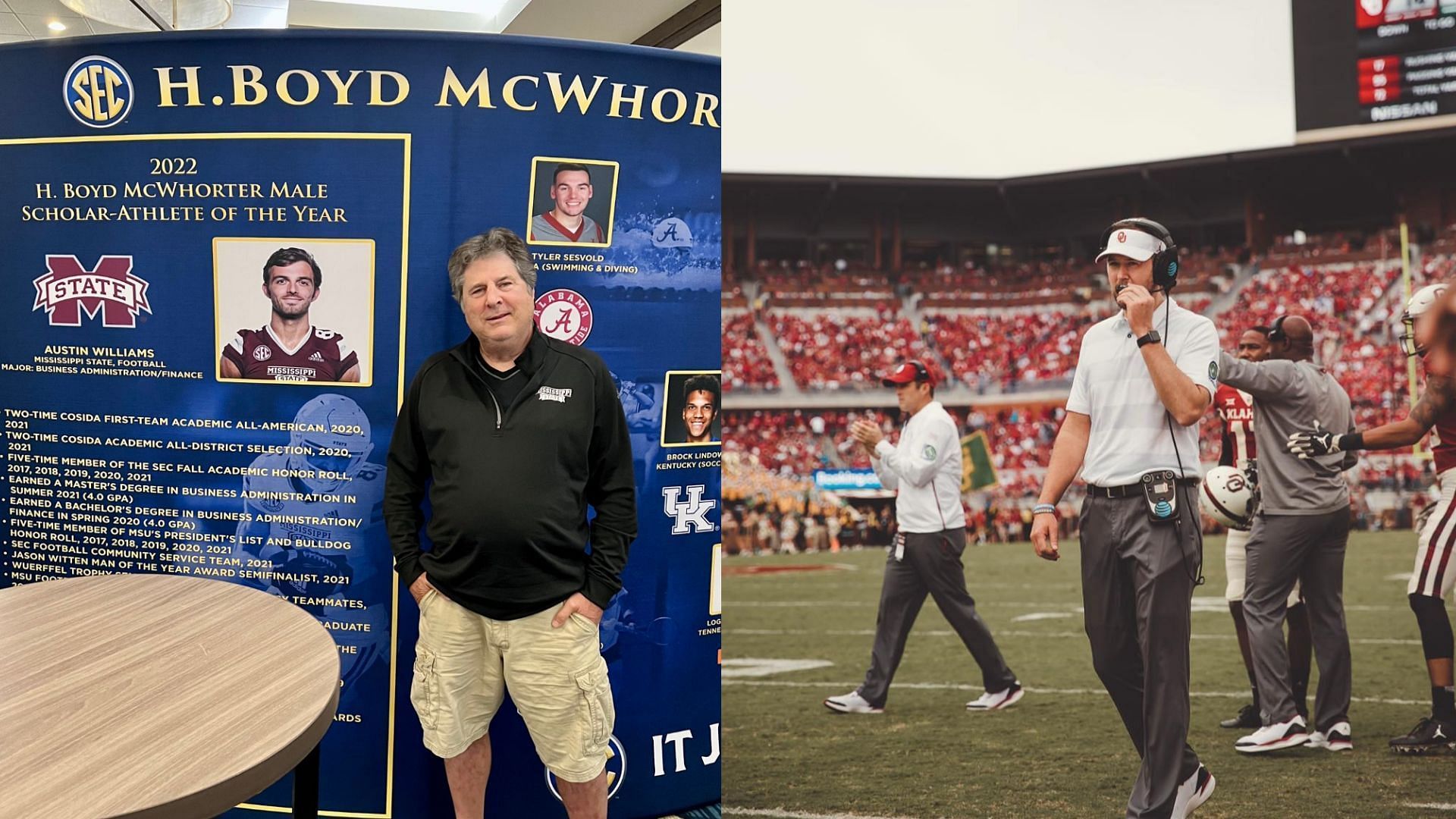 Former coach Mike Leach and USC coach Lincoln Riley (X &amp; IG handles)