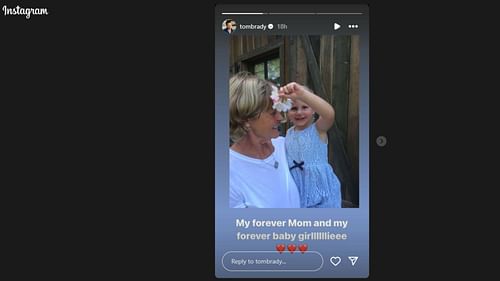 Tom Brady shared a throwback photo of his mother and daughter. (Photo via IG story)