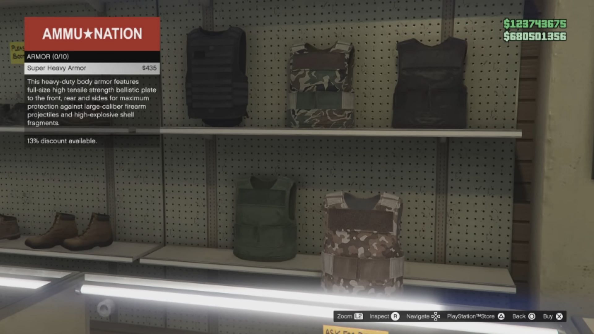 Types of purchasable armor in GTA Online (Image via YouTube/Tylarious, Rockstar Games)