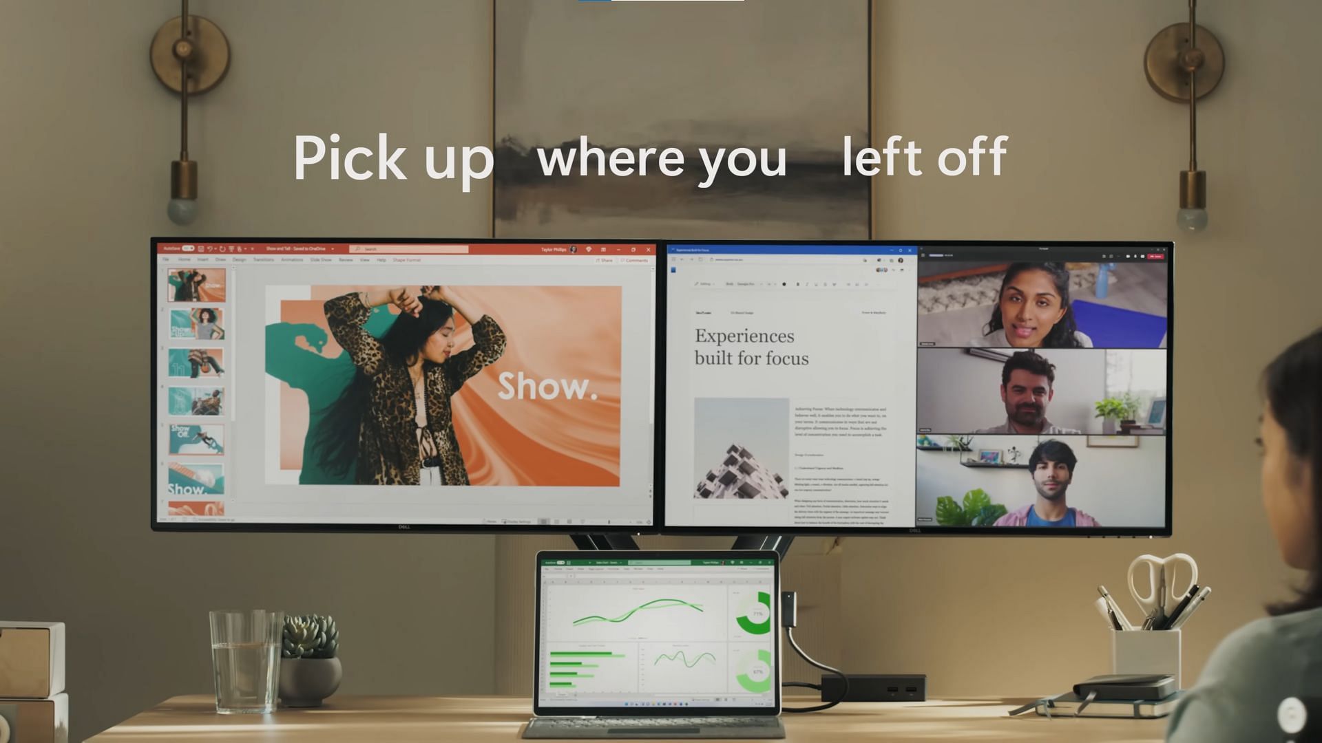 A multi-monitor setup in Windows 11 (Image via Microsoft)