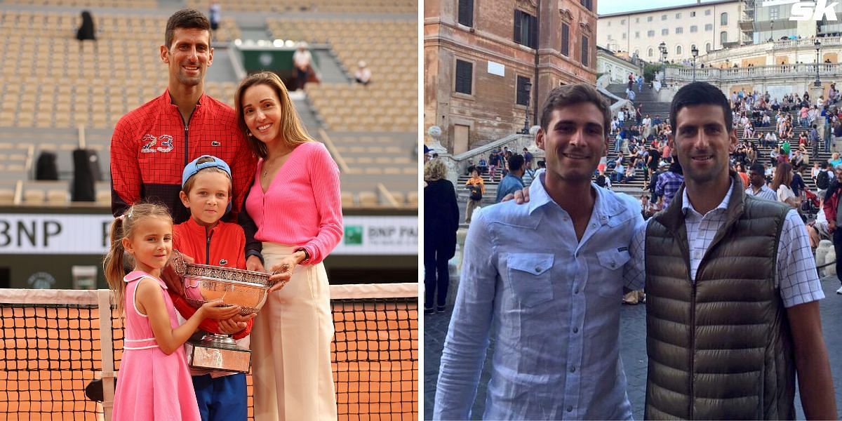 Novak Djokovic with his wife and kids (L), Djokovic with his brother Marko (Source: Getty, X/Novak Djokovic)