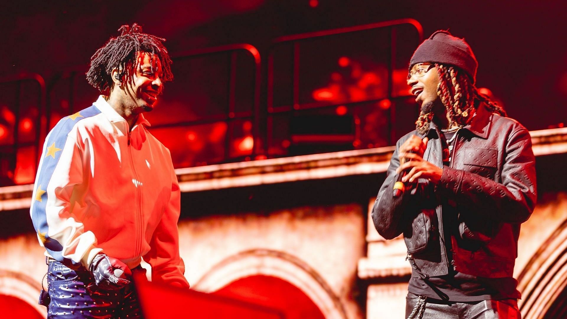 21 Savage and Metro Boomin perform at the Sahara Tent at 2022 Coachella Valley Music and Arts Festival weekend 1 - day 2 on April 16, 2022 in Indio, California. (Photo by Matt Winkelmeyer/Getty Images for Coachella)