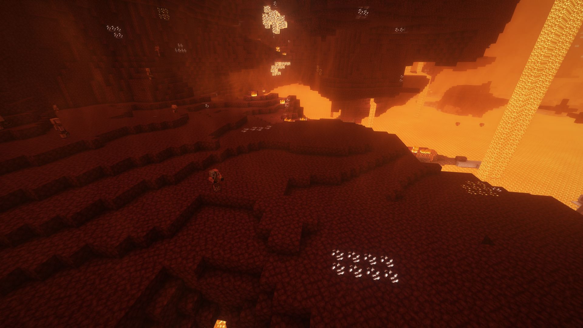 A relatively open, flat spot in the Nether (Image via Mojang)