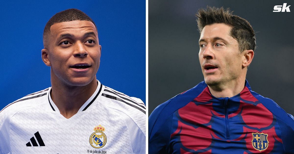 New Real Madrid striker Kylian Mbappe (left) and Barcelona marksman Robert Lewandowski