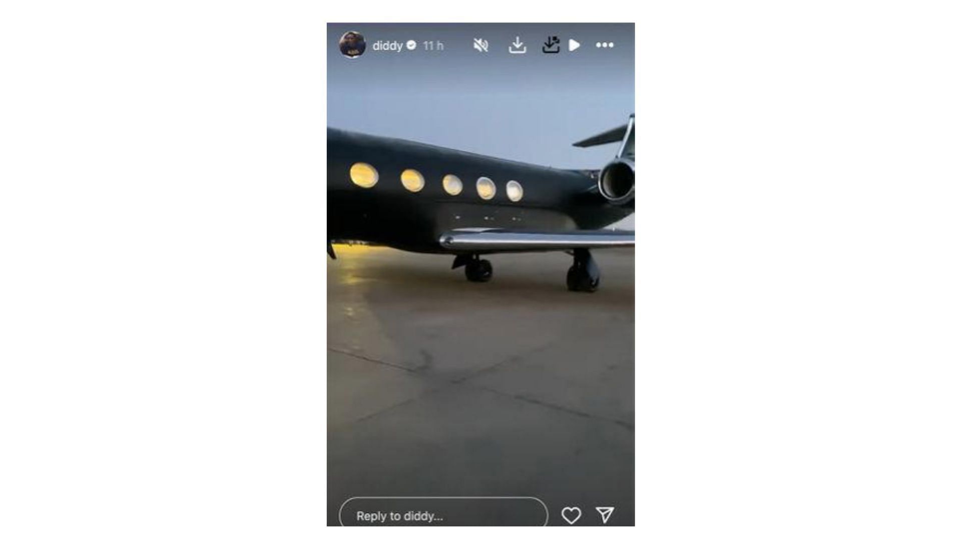 Diddy uploaded privet jet image on his Instagram story. (Image via Instagram/ @diddy)