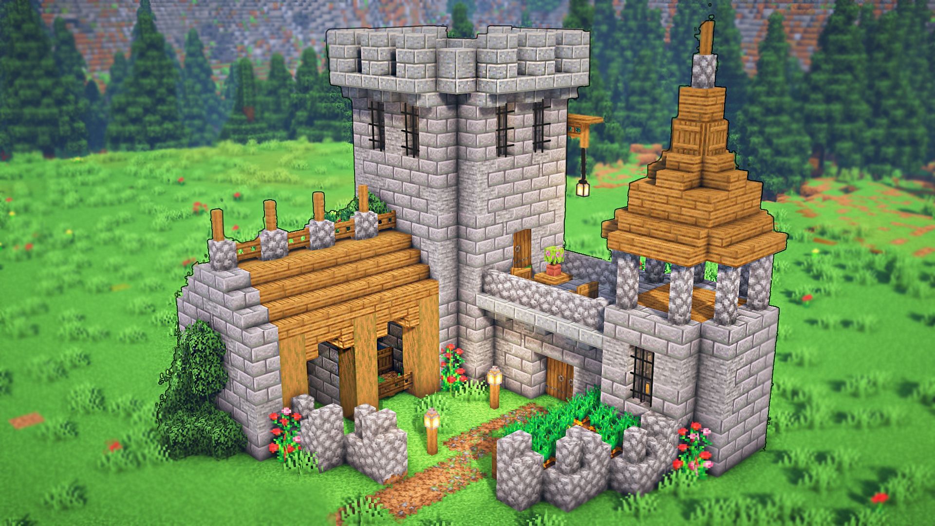 A mini castle build (Image via Capybuilds/Reddit)