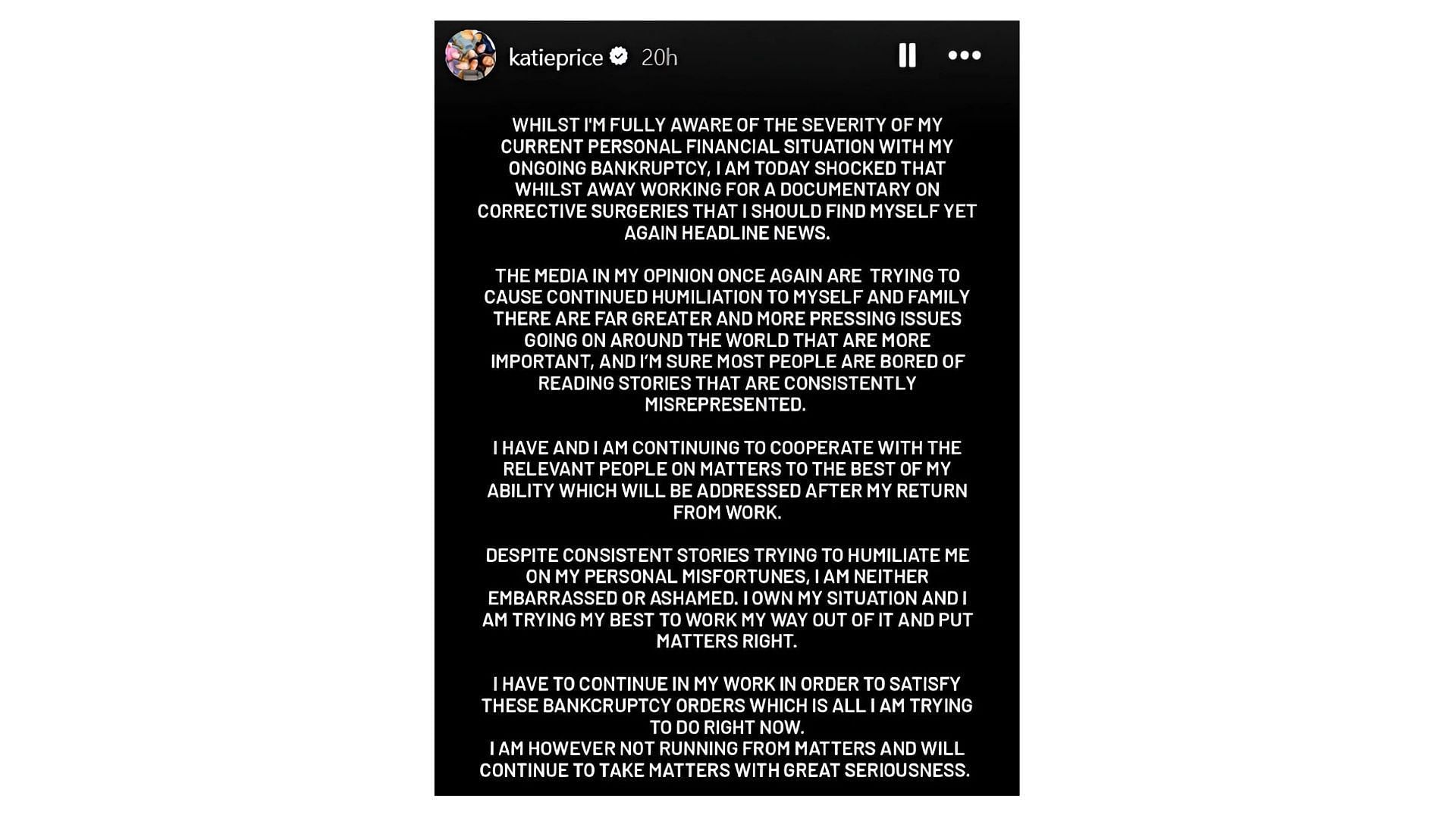 Katie Price on bankruptcy. (Image via Instagram/ @katieprice)