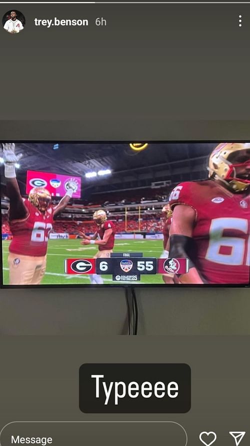 Cardinals RB Trey Benson clinches a 55-6 victory against Georgia while playing as Florida State