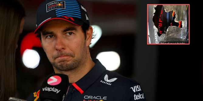 Sergio Perez shares picture of a massive hole in his sidepod after losing to Haas in the F1 Austrian GP