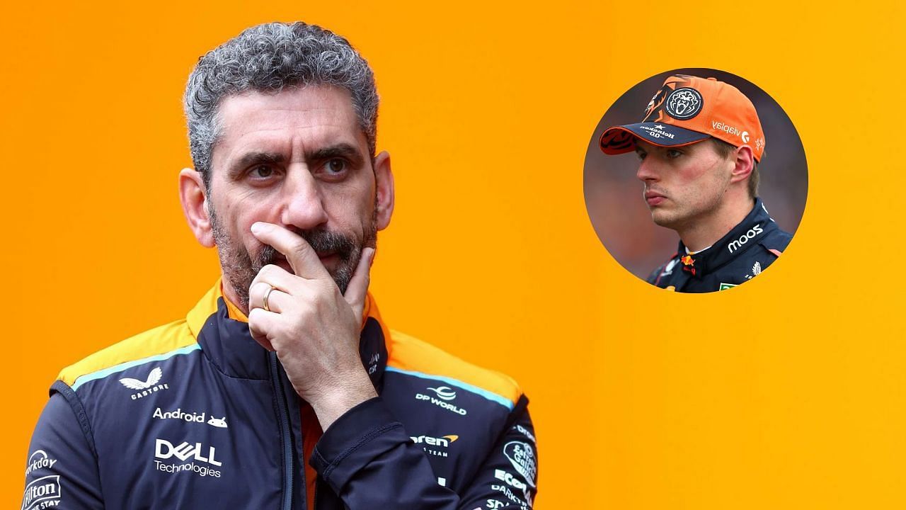 McLaren team boss Andrea Stella and Max Verstappen (Images from Getty)