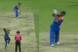 [Watch] Rishabh Pant's bat goes flying but manages to hit a four during the 1st T20I against Sri Lanka