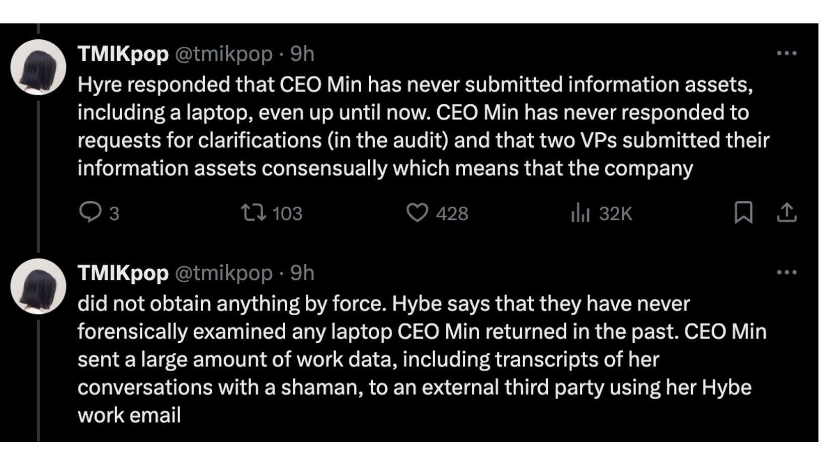 HYBE refuted allegations made by the ADOR CEO. (Image via X/@TMIKpop)