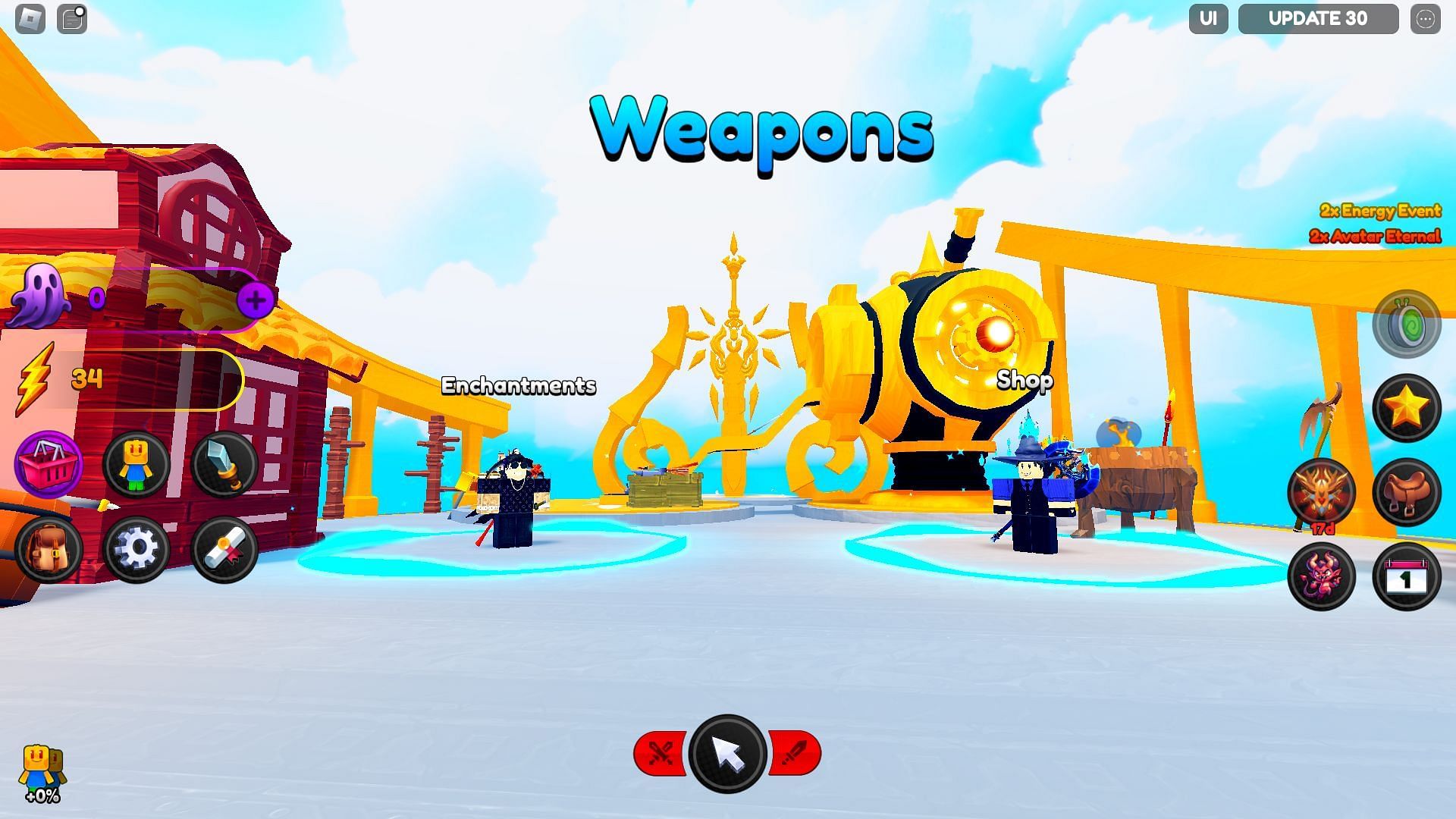 The Weapons area (Image via Roblox)