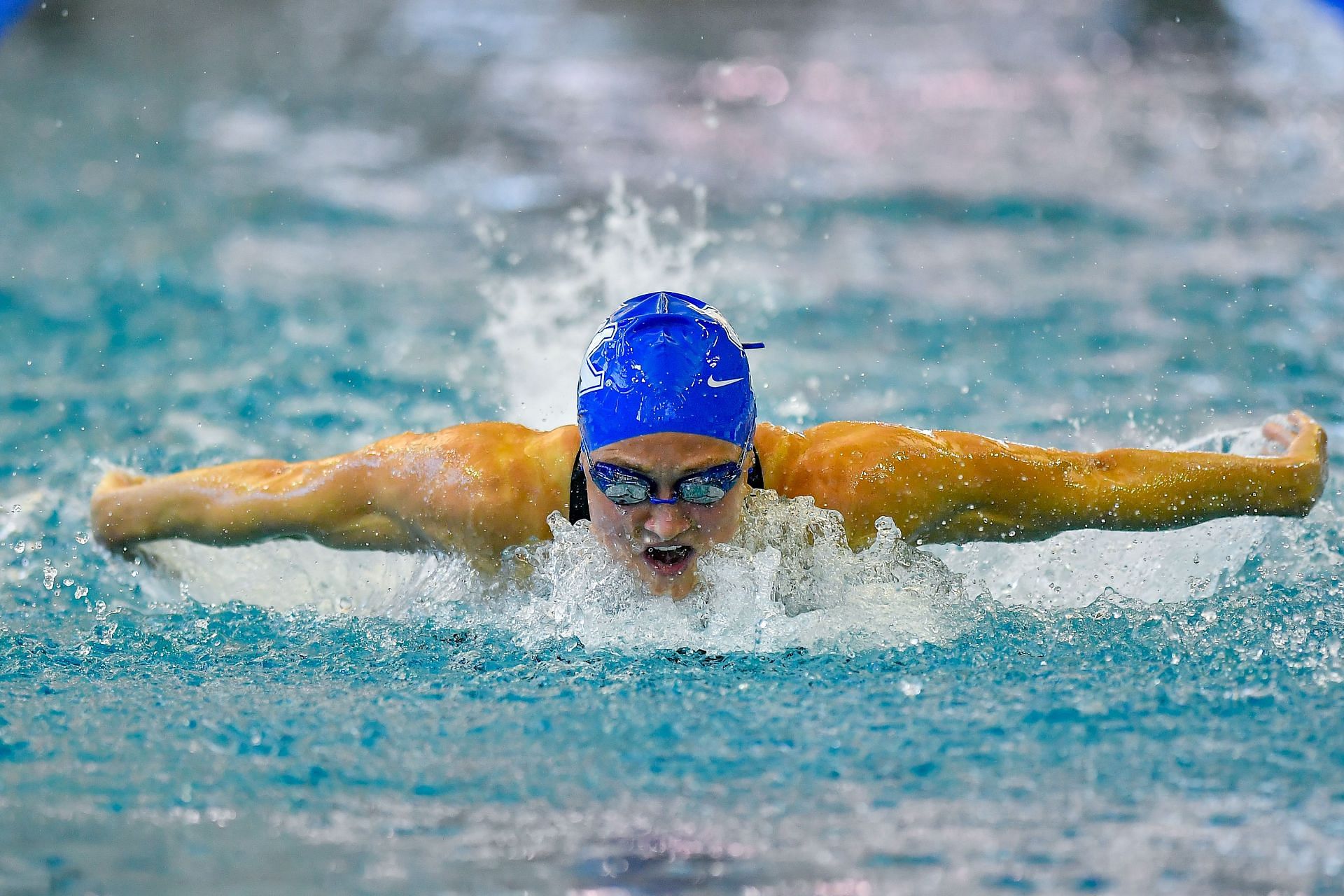 Riley Gaines at an NCAA Swimming competition (Image via Getty)