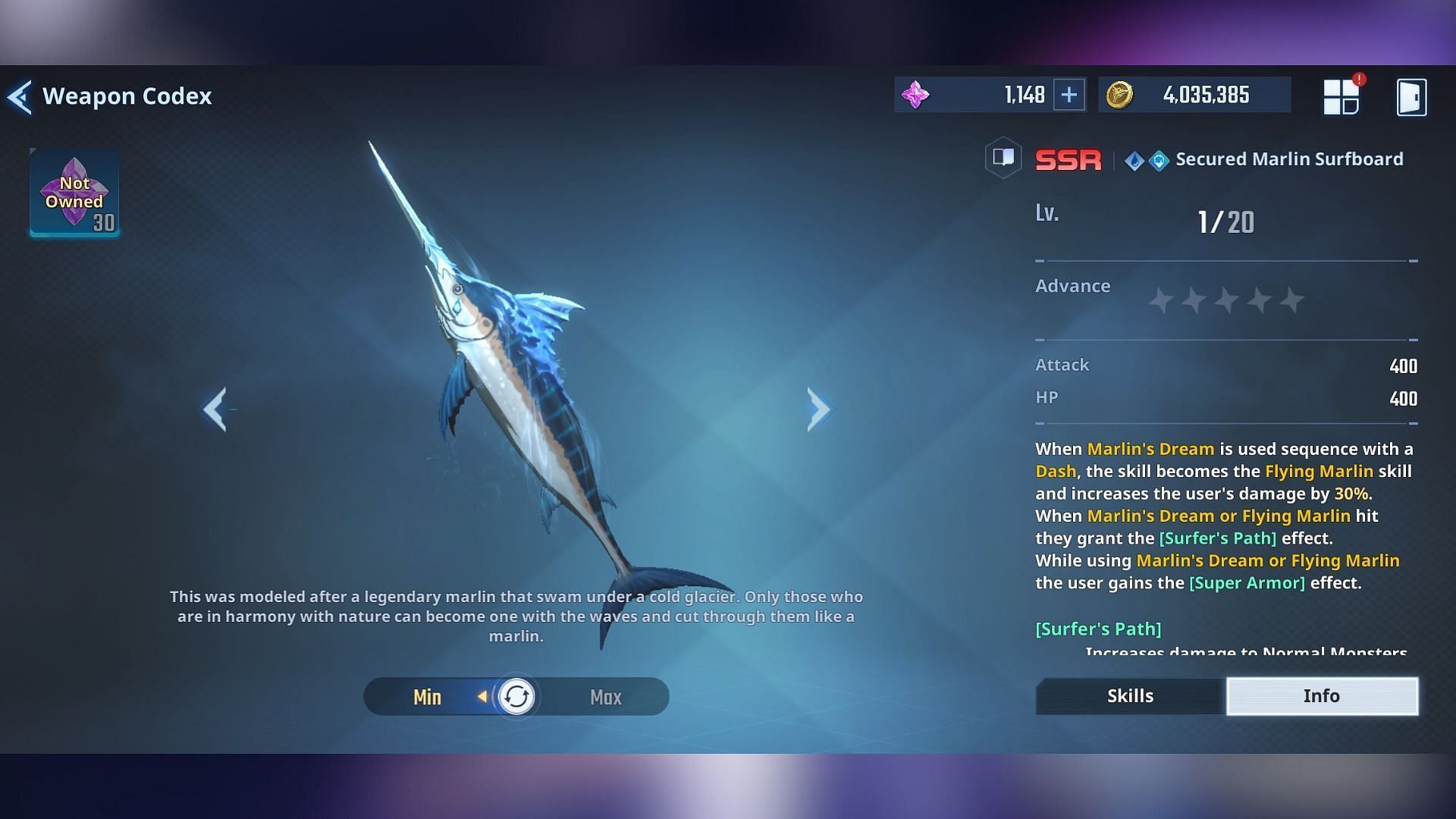 Secured Marlin Surfboard is the new Sung Jinwoo weapon. (Image via Netmarble)