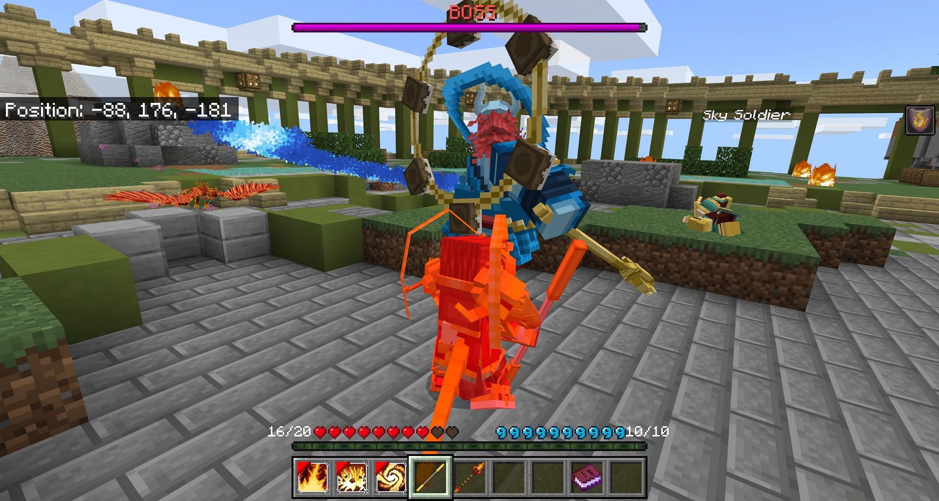 The first boss fight of this free Marketplace world (Image via Mojang)