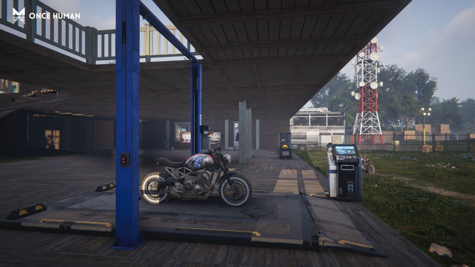 The motorcycle garage in-game (Image via NetEase)