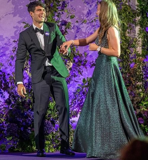 Carlos Alcaraz with Krejcikova at champion's ball( Image Source: Wimbledon's Instagram)