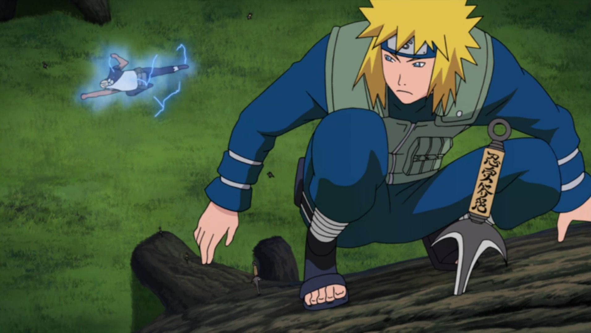 Minato using the Flying Raijin Jutsu in the anime (Image via Studio Pierrot)